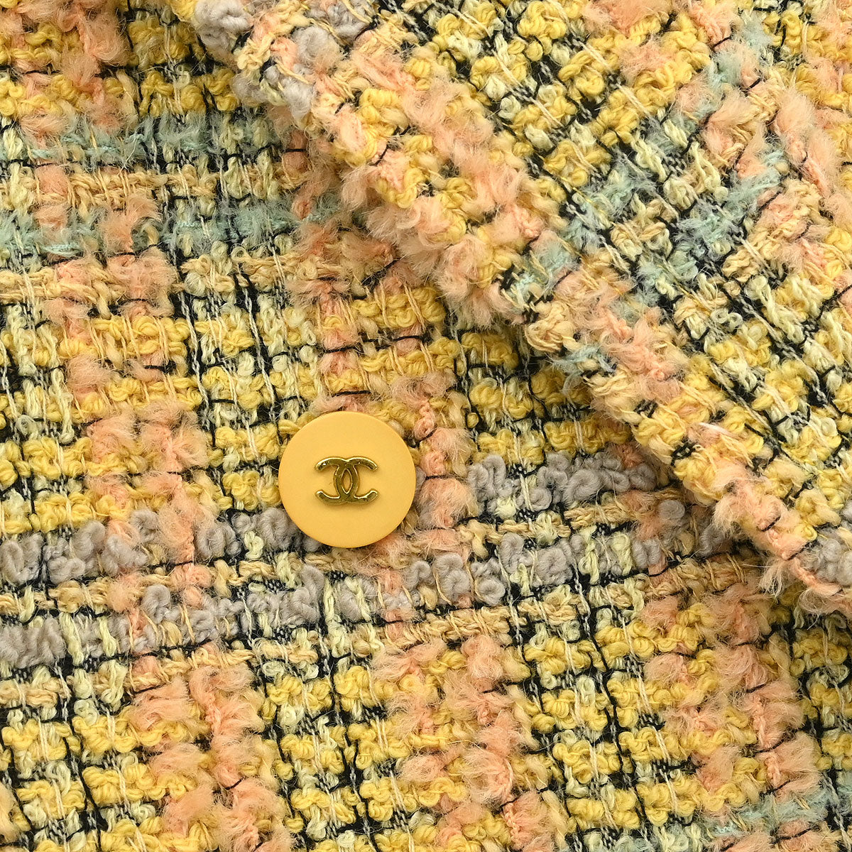 Chanel 1994 Double Breasted Jacket Tweed Yellow #36