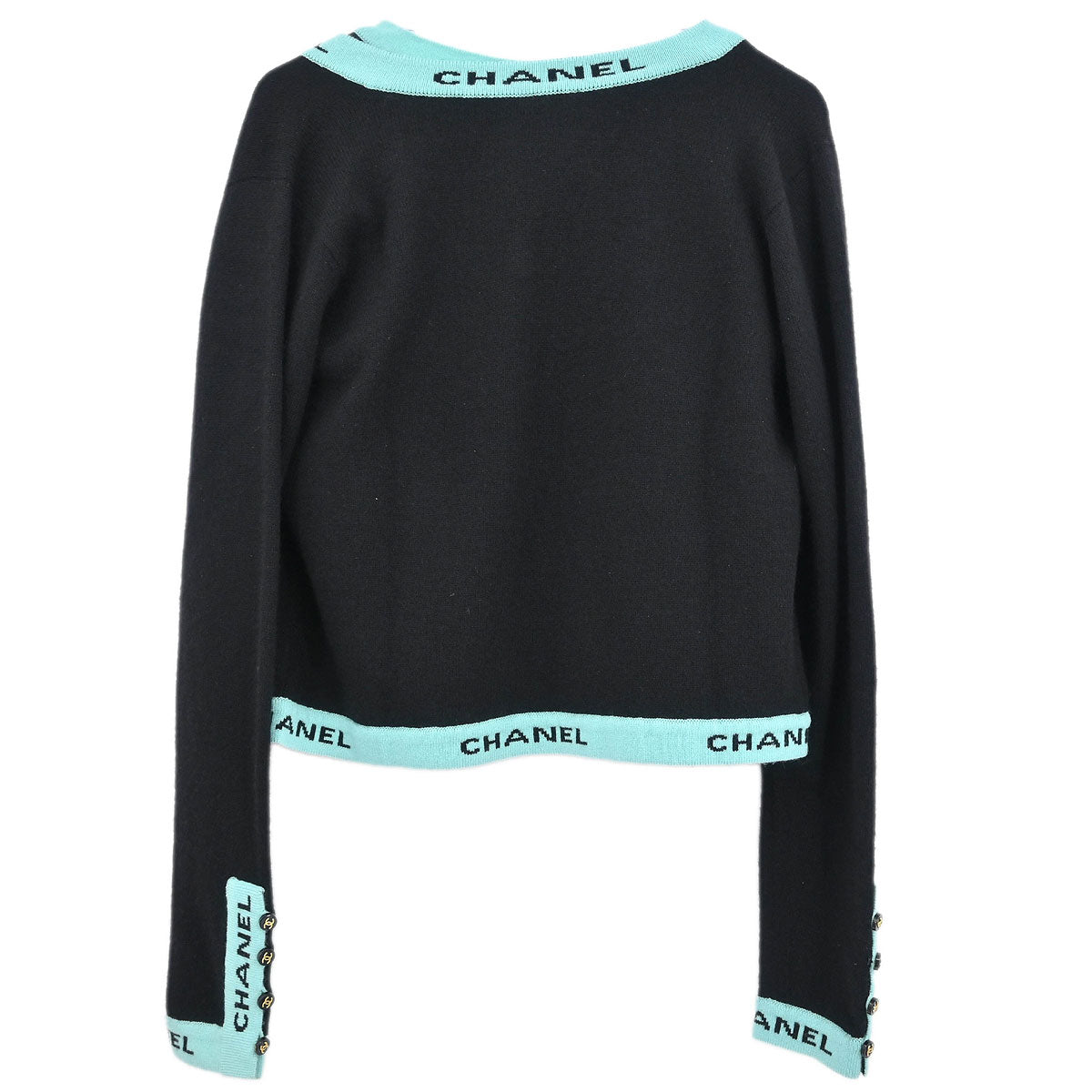 Chanel 1995 Ensemble Cardigan Short Sleeve Top Black #42