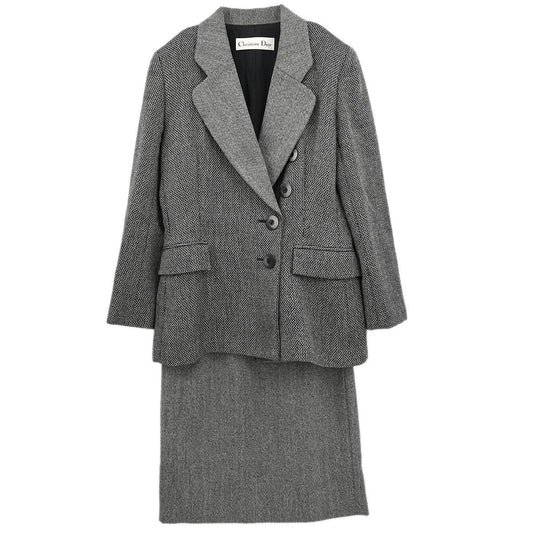 Christian Dior Setup Suit Jacket Skirt Gray #38–40