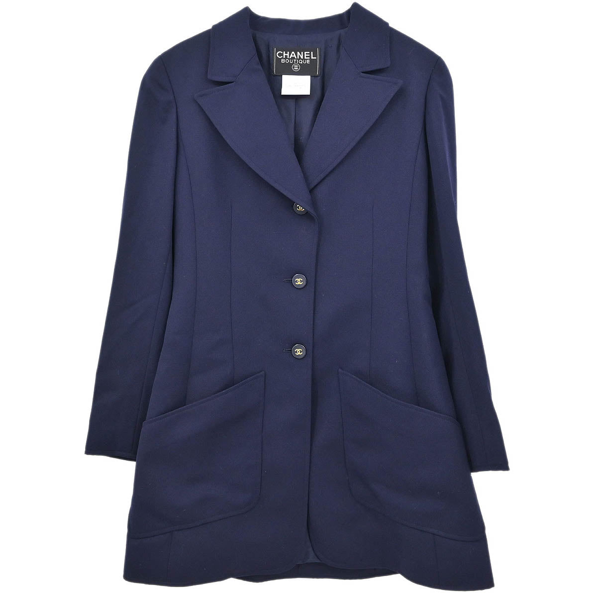 Chanel 1997 Single Breasted Jacket Navy #38