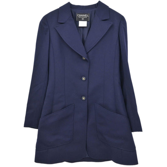 Chanel 1997 Single Breasted Jacket Navy #38