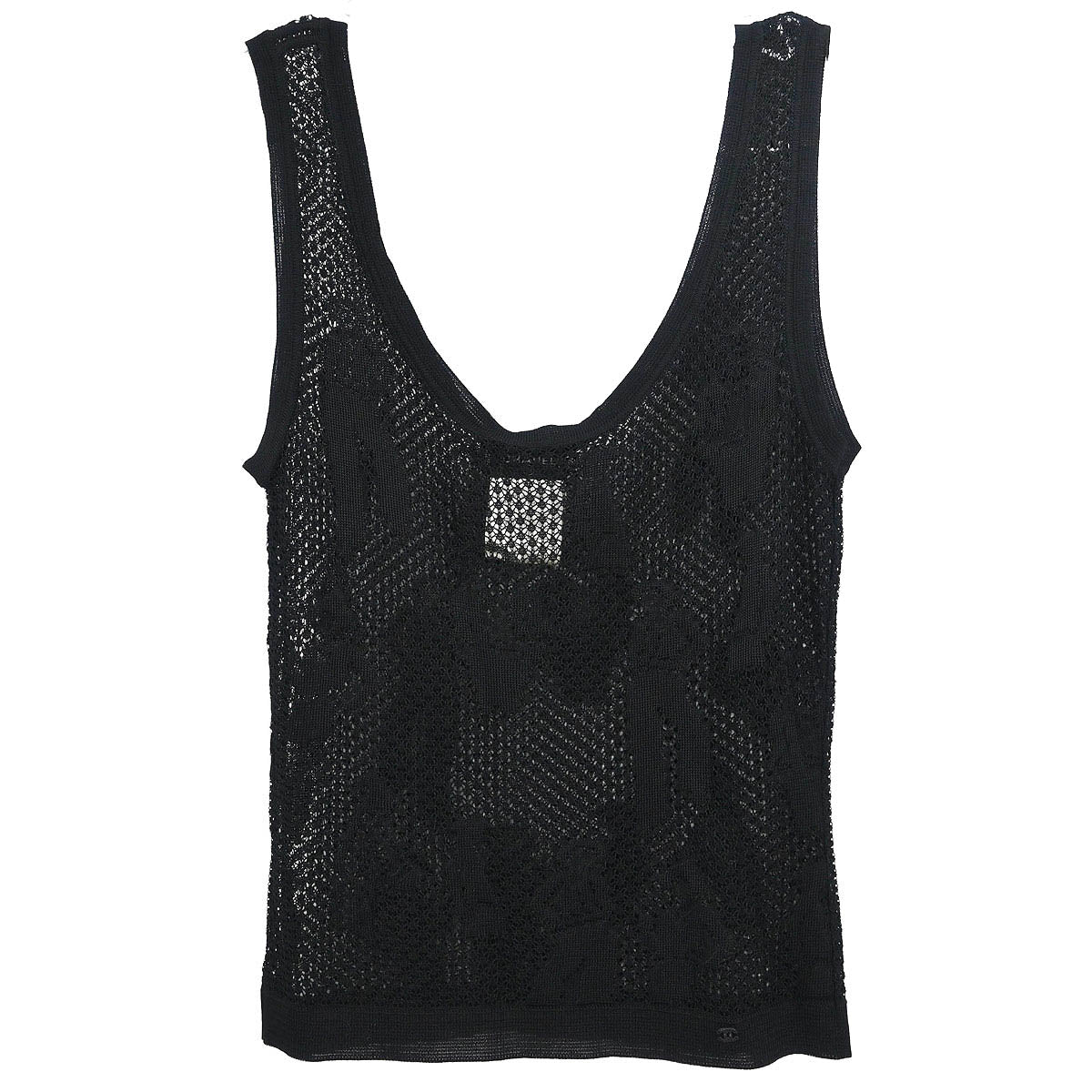 Chanel 2003 Sleeveless Tank Top Mesh Black #34