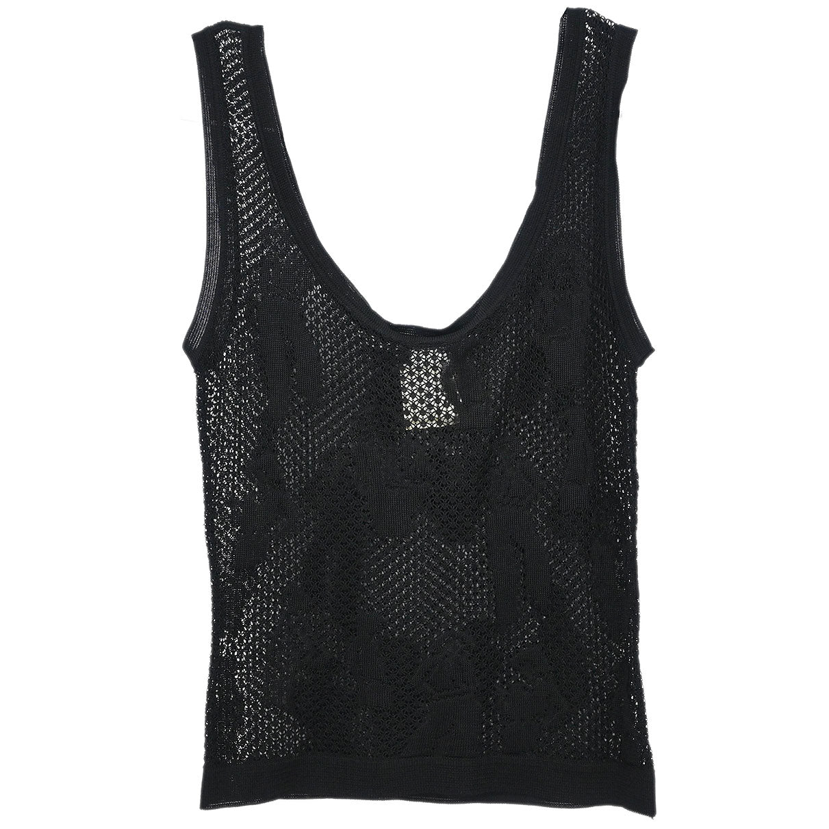 Chanel 2003 Sleeveless Tank Top Mesh Black #34