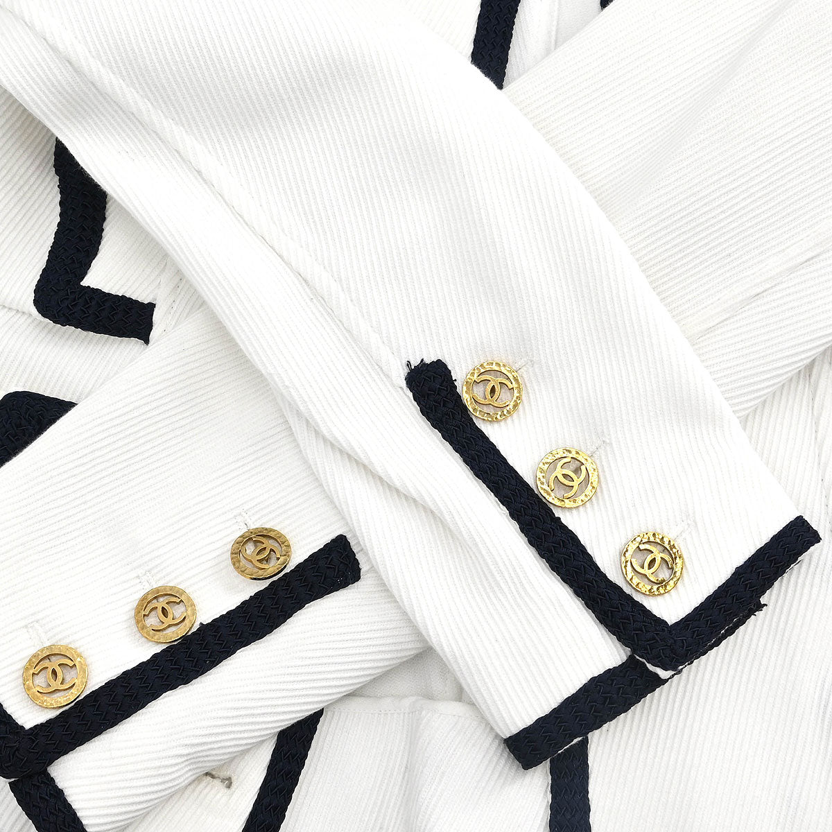 Chanel Single Breasted Collarless Jacket White #44