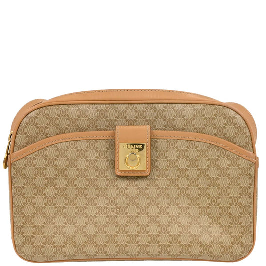 Celine Beige PVC Macadam Shoulder Bag