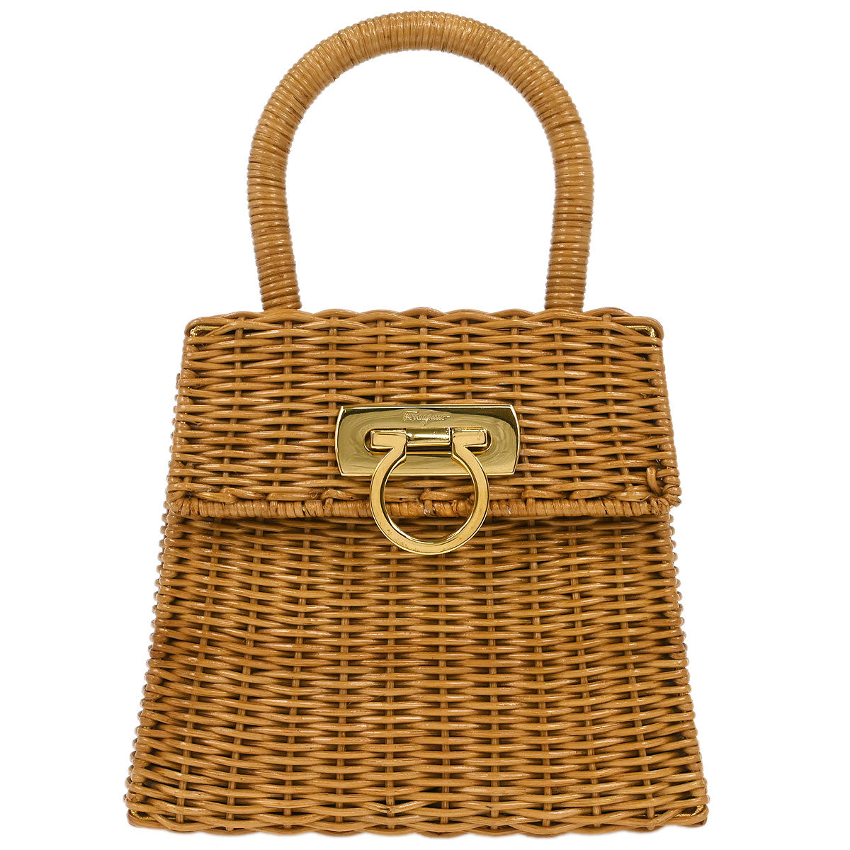 Salvatore Ferragamo Beige Ratan Gancini Handbag