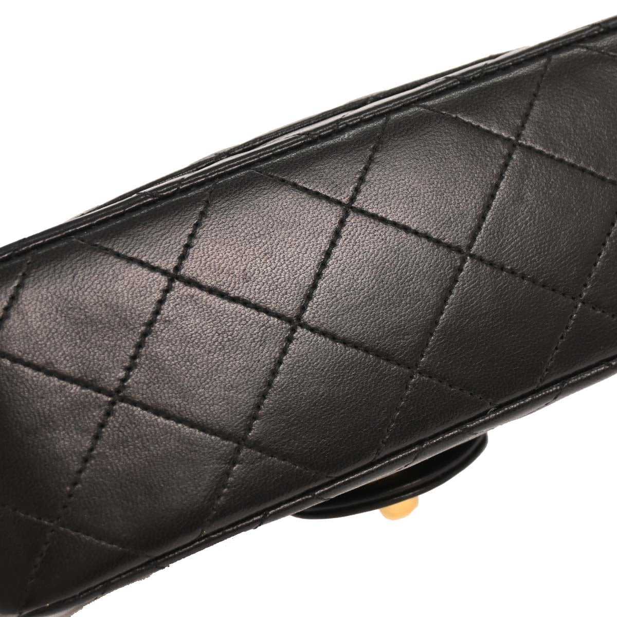 Chanel 1989-1991 Black Lambskin Mini Classic Square Flap Shoulder Bag