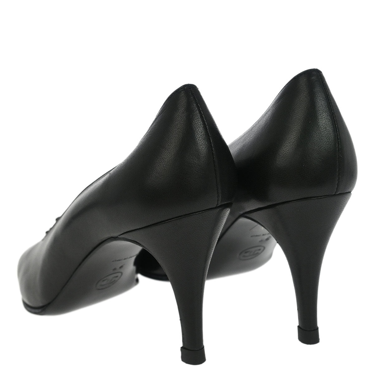 Chanel * Black Lambskin Turnlock Pumps Shoes #35