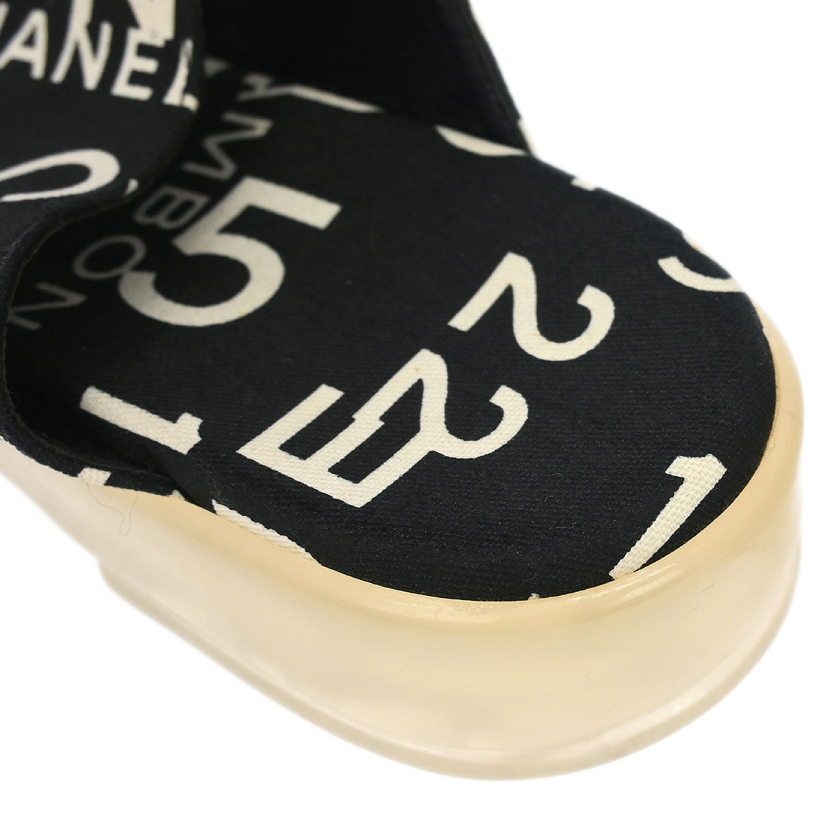 Chanel * Black Canvas By Sea Shoes Sandals #37