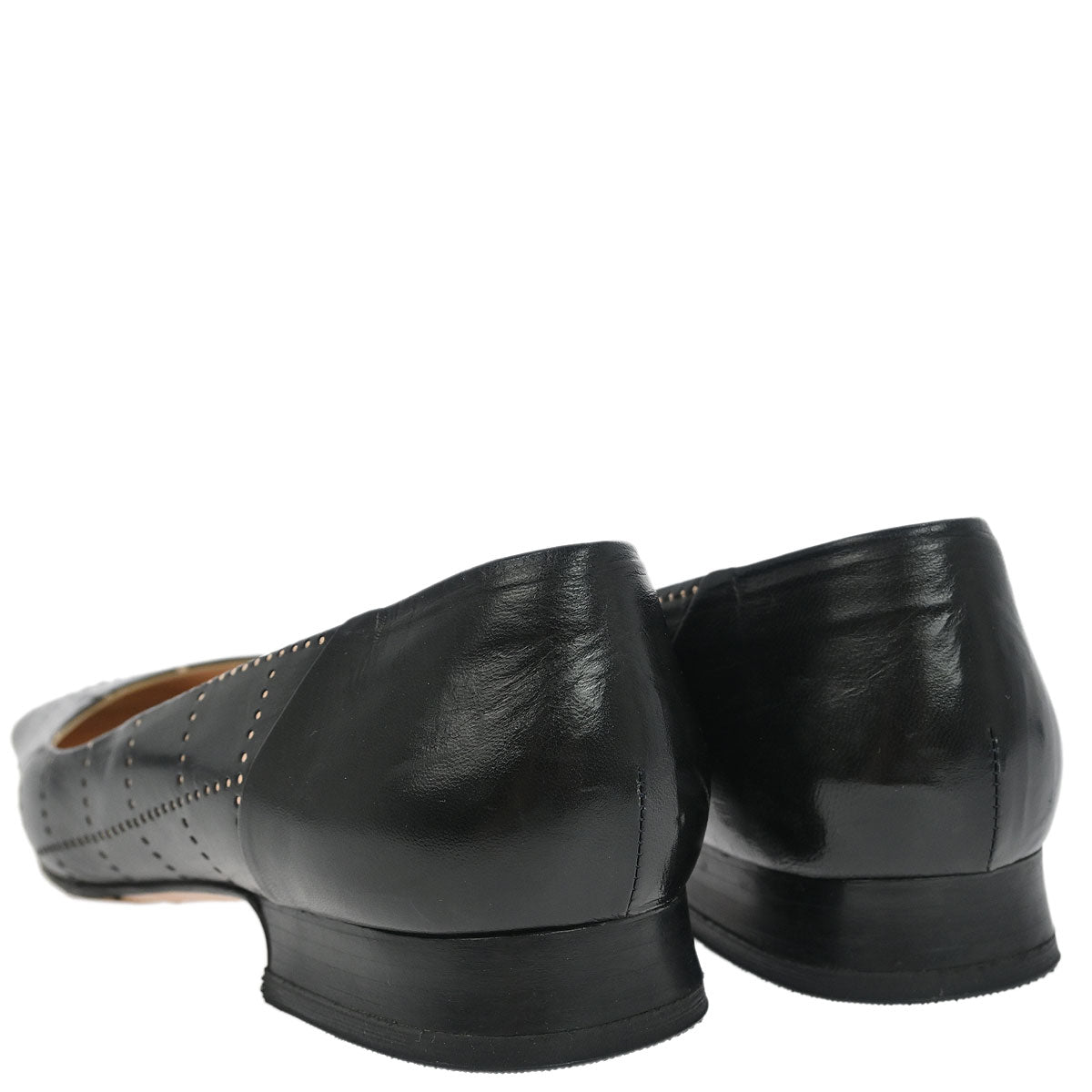 Chanel * Black Leather Shoes Pumps #37