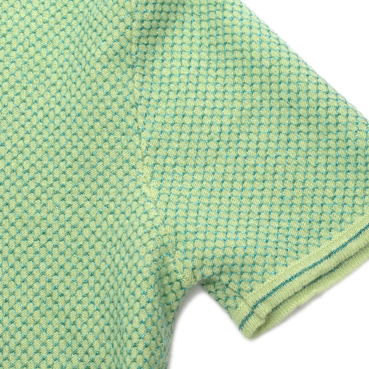 Chanel 2001 Ensemble Cardigan Short Sleeve Top Light Green #38