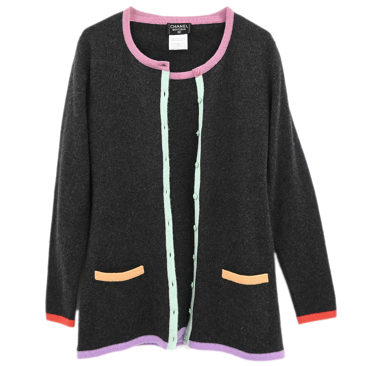 Chanel 1998 Ensemble Cardigan Short Sleeve Top Gray #40