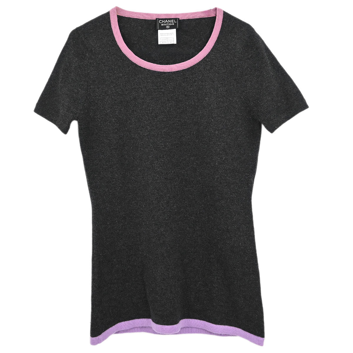 Chanel 1998 Ensemble Cardigan Short Sleeve Top Gray #40