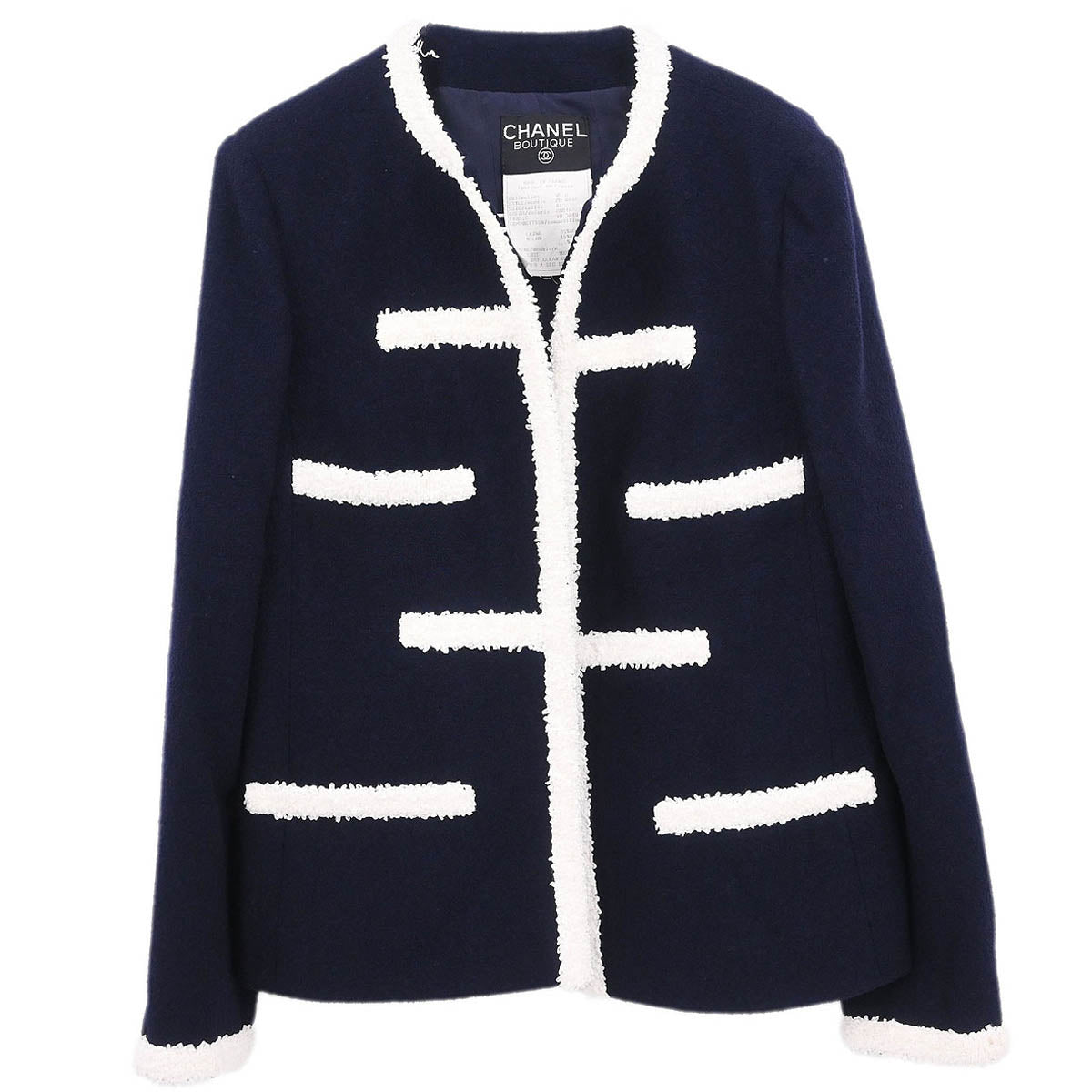 Chanel 1995 Collarless Jacket Navy #44