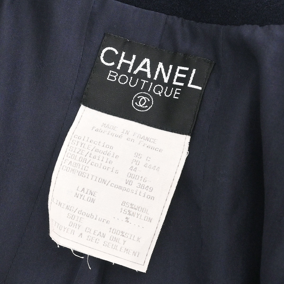 Chanel 1995 Collarless Jacket Navy #44