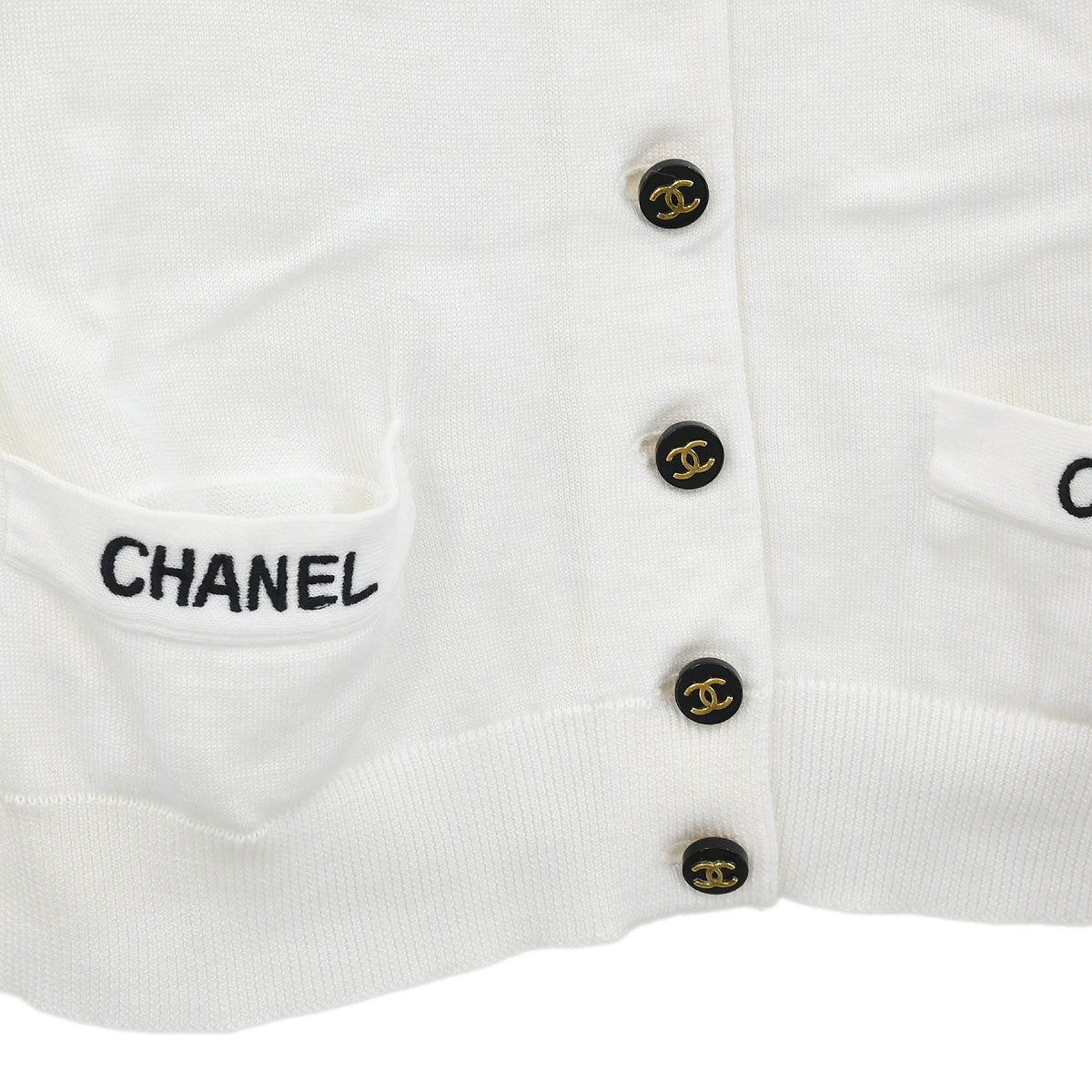 Chanel Short Sleeve Cardigan White #36