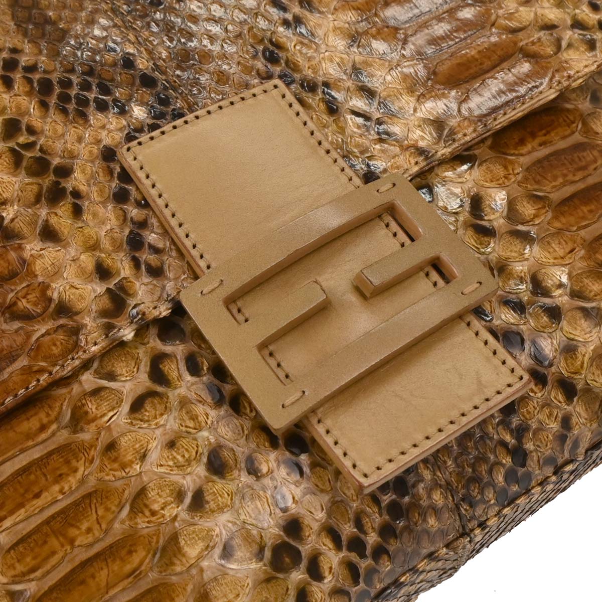 Fendi * Brown Python Mamma Baguette Handbag