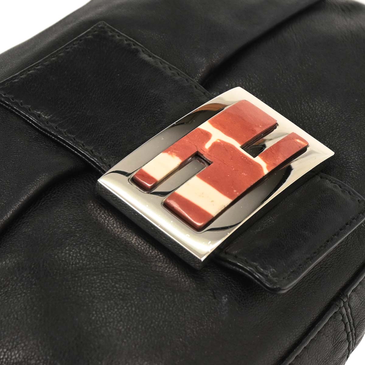 Fendi Black Lambskin Baguette Handbag