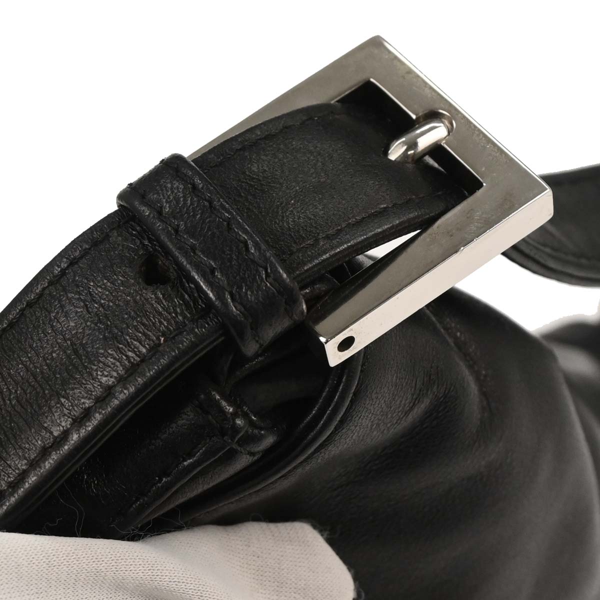 Fendi Black Lambskin Baguette Handbag