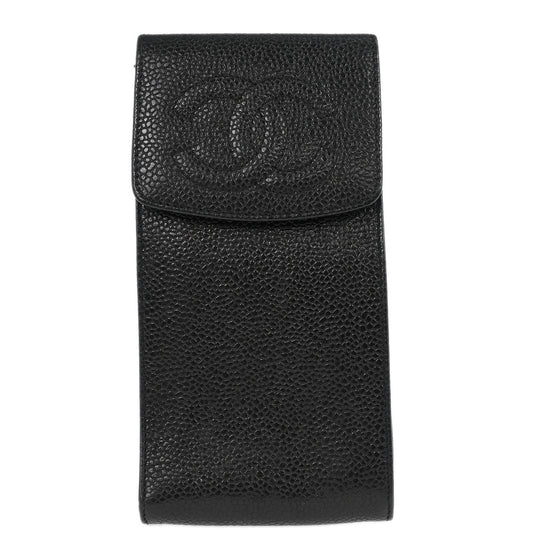 Chanel Black Calfskin Timeless Sunglasses Case Small Good