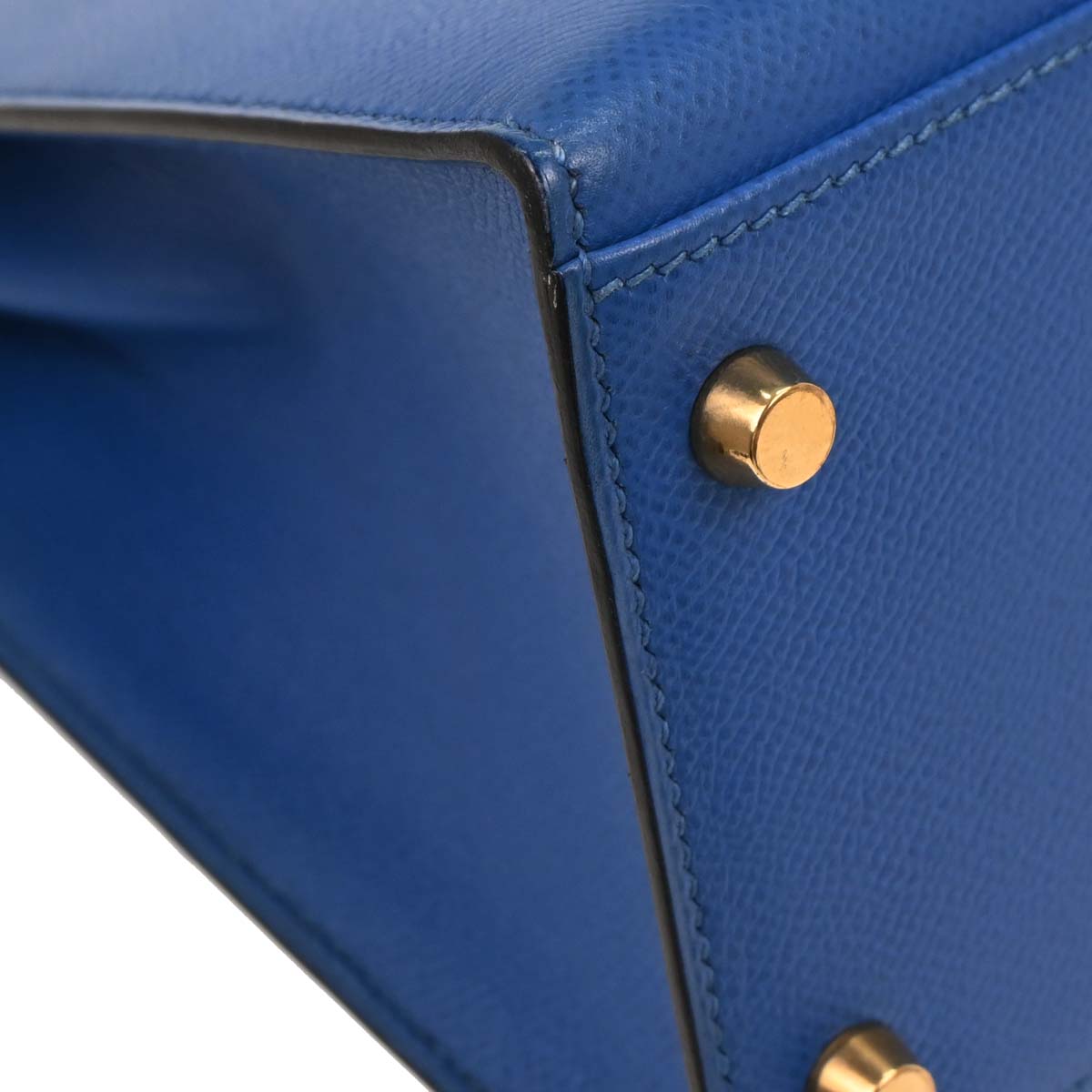 Hermes 1996 Blue France Courchevel Kelly 32 Sellier Handbag