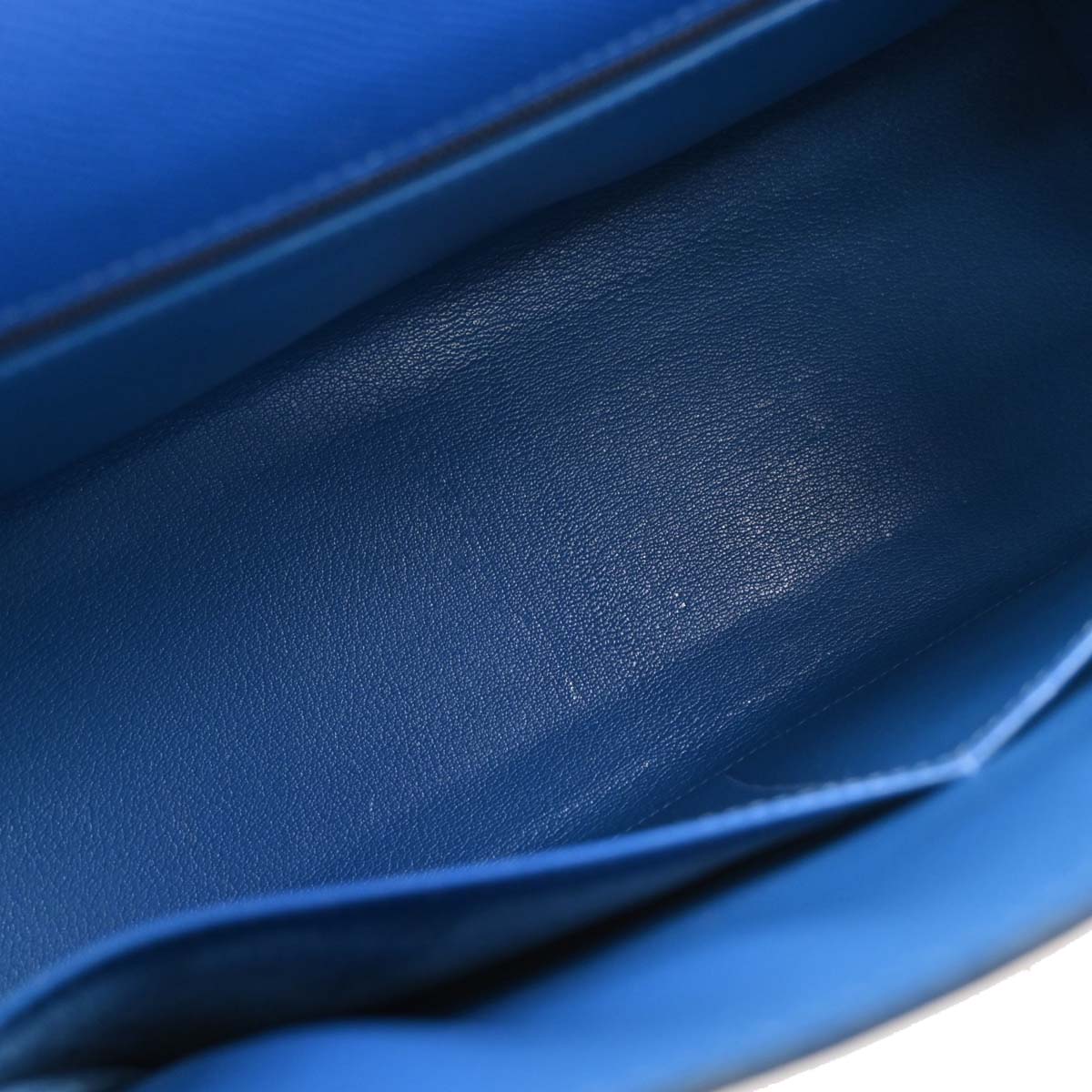 Hermes 1996 Blue France Courchevel Kelly 32 Sellier Handbag