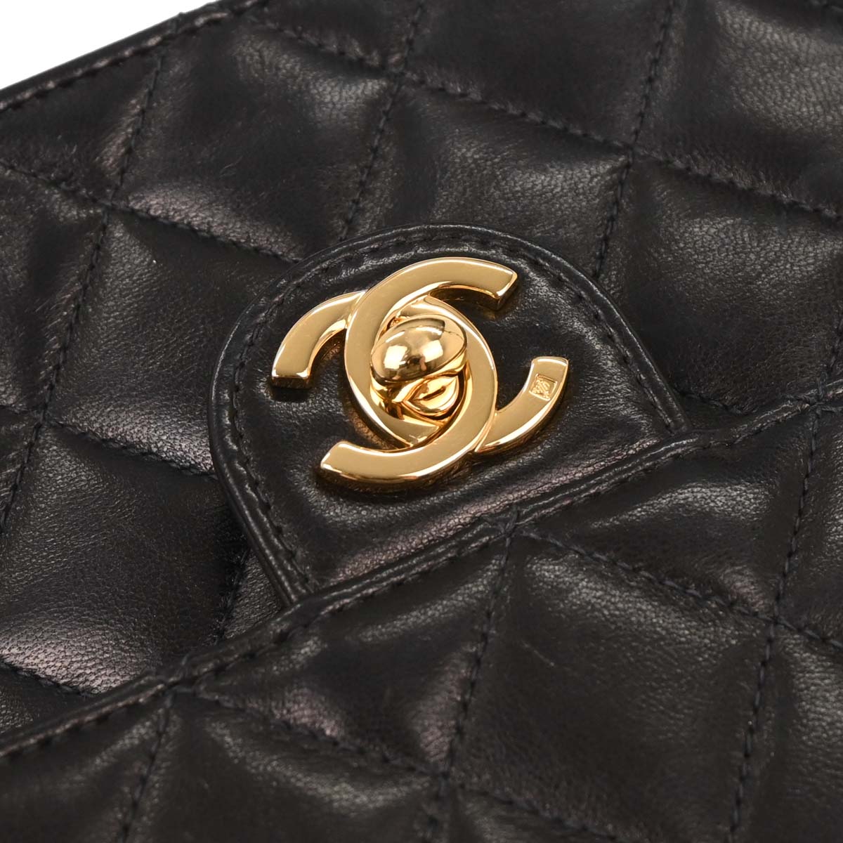 Chanel 2004-2005 Black Lambskin Turnlock Small Half Flap Shoulder Bag