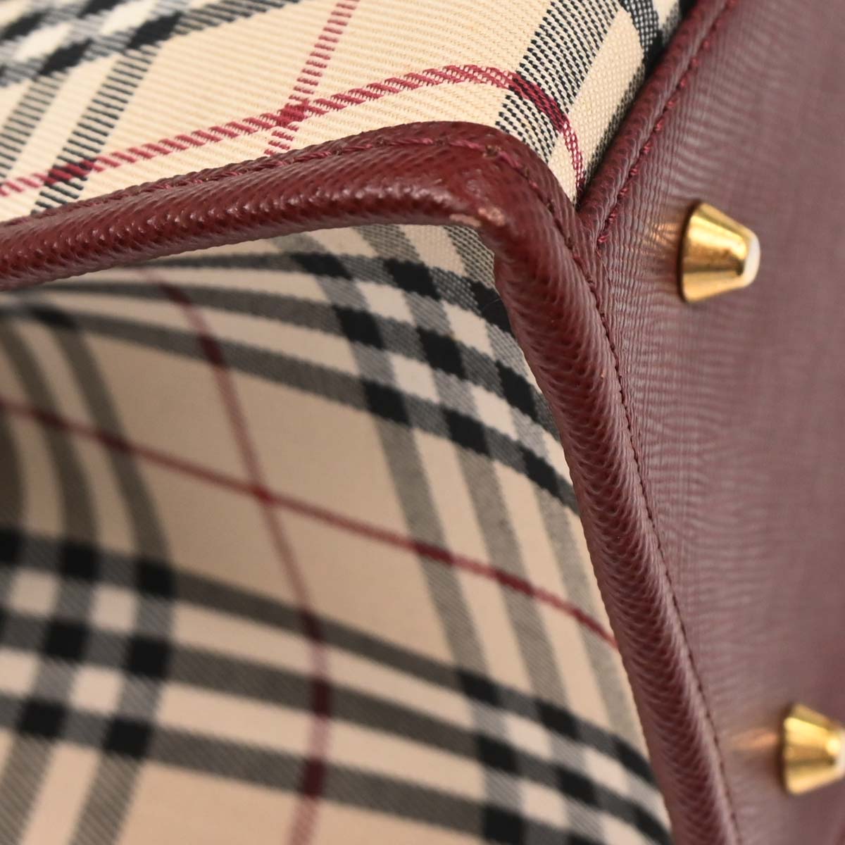 Burberry Beige Bordeaux Burberry Check Tote Bag