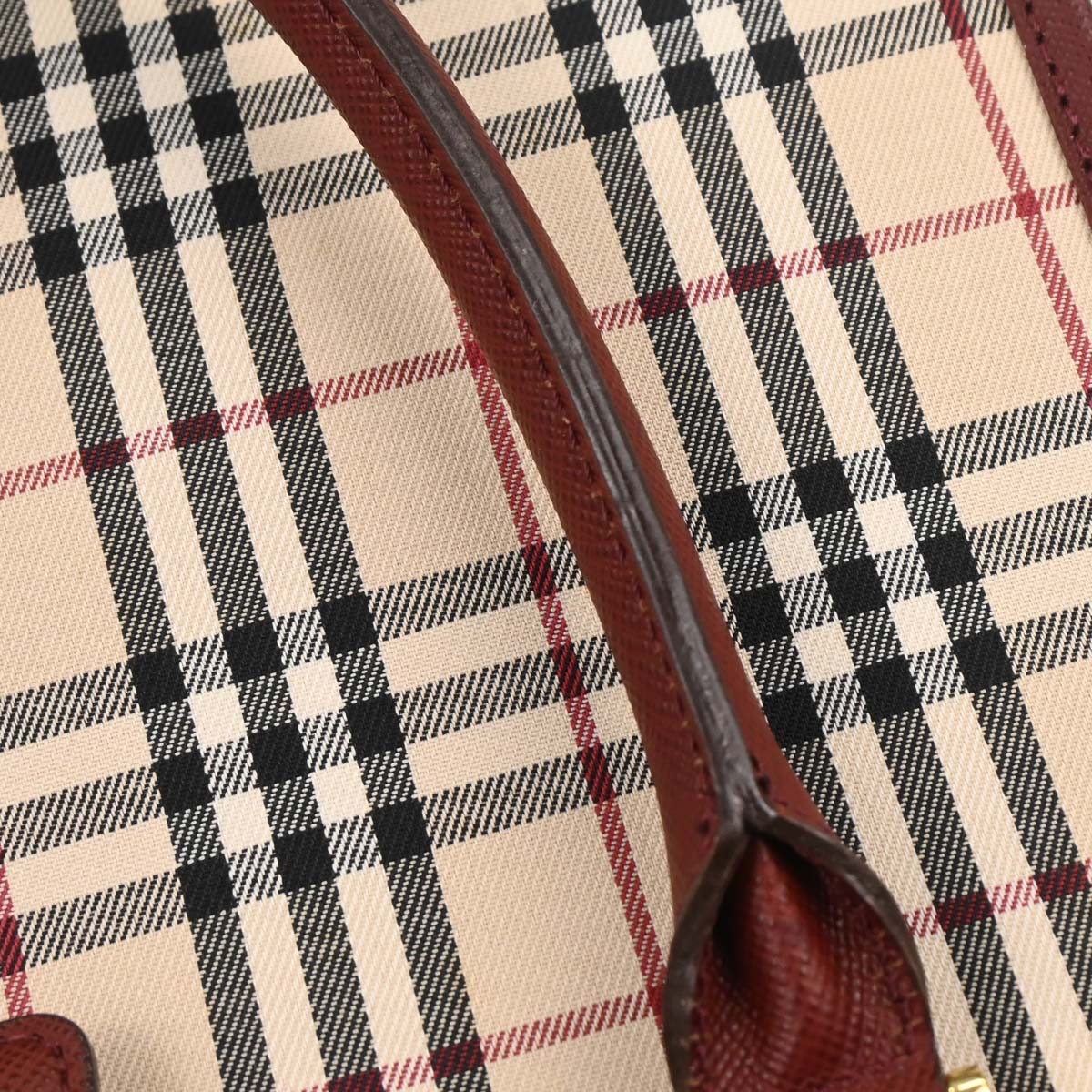 Burberry Beige Bordeaux Burberry Check Tote Bag