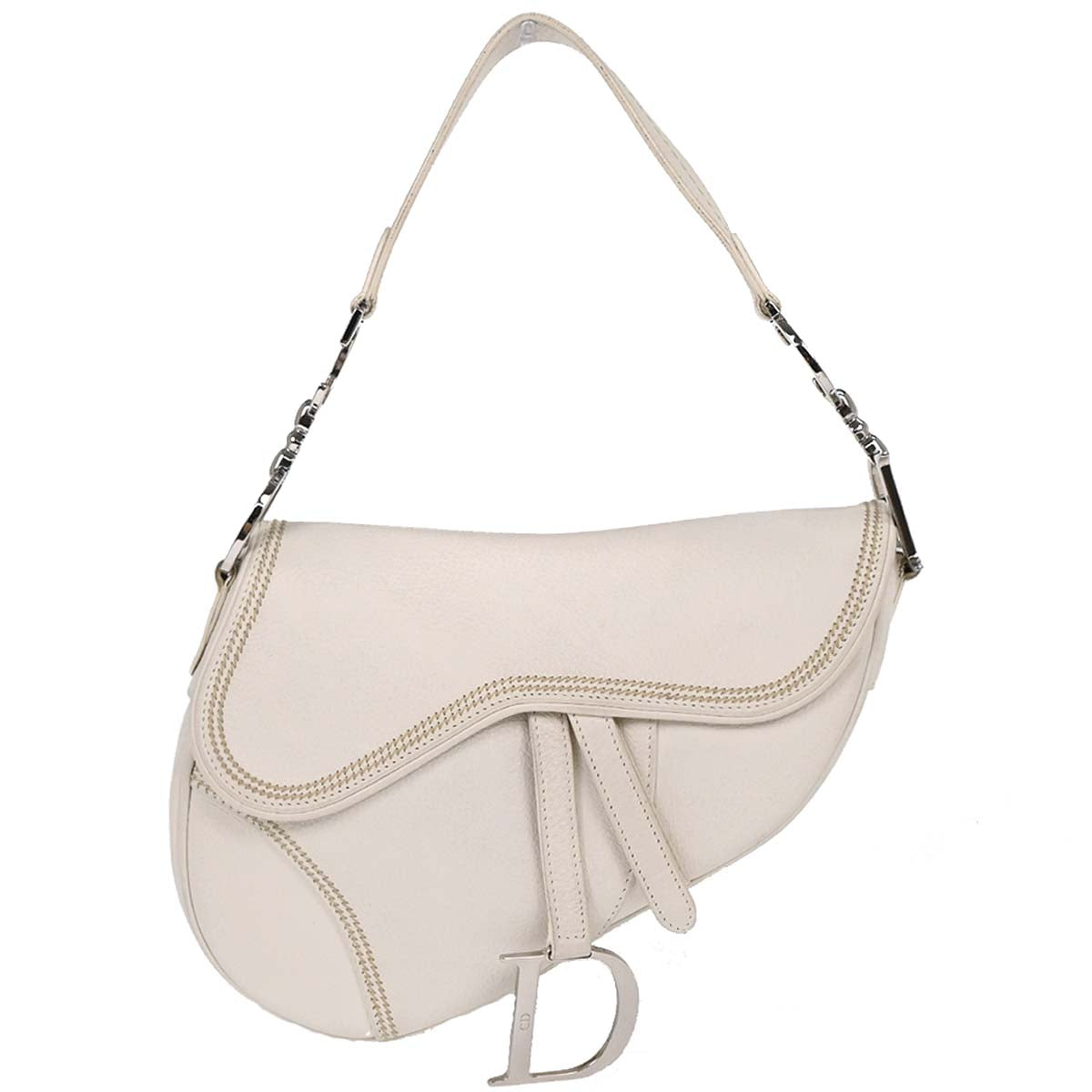 Christian Dior 2006 White Leather Saddle Handbag