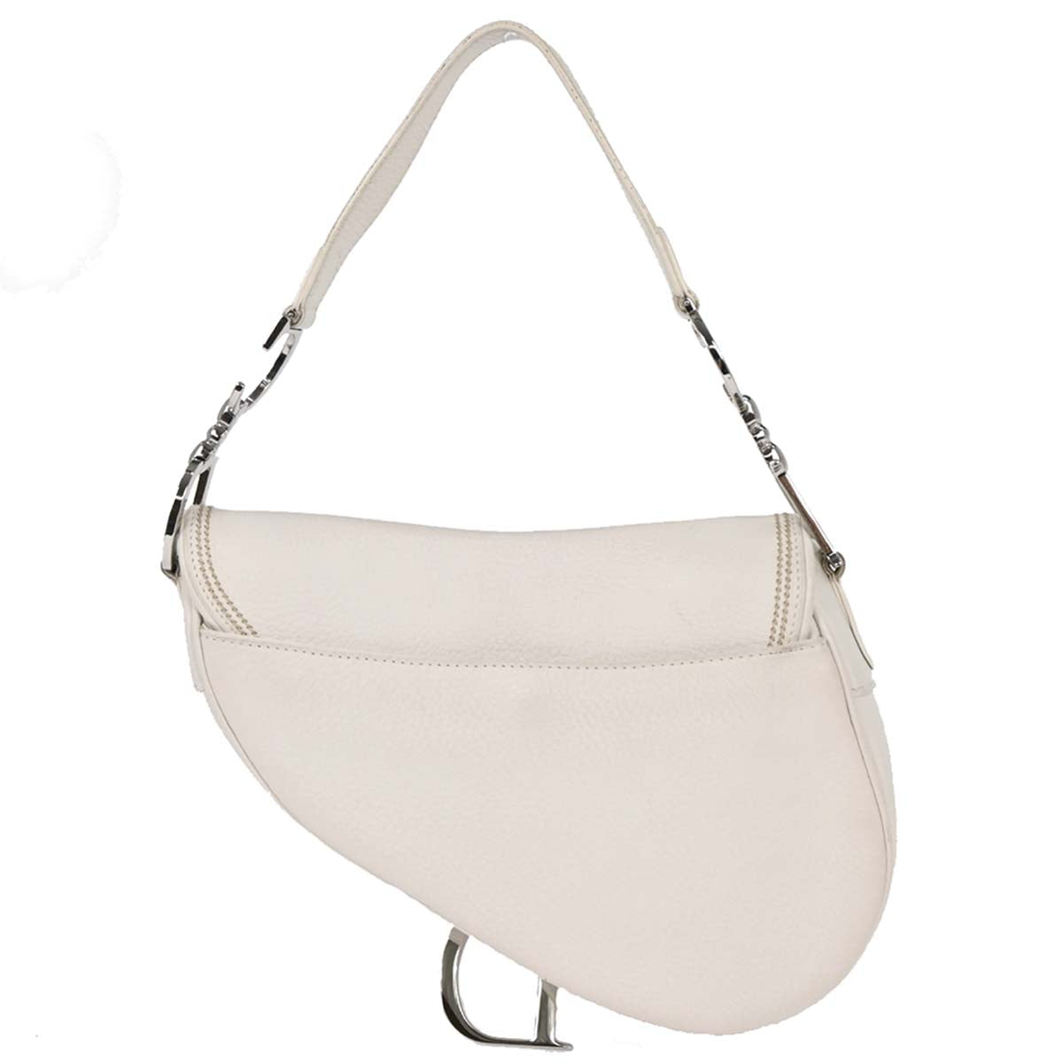 Christian Dior 2006 White Leather Saddle Handbag