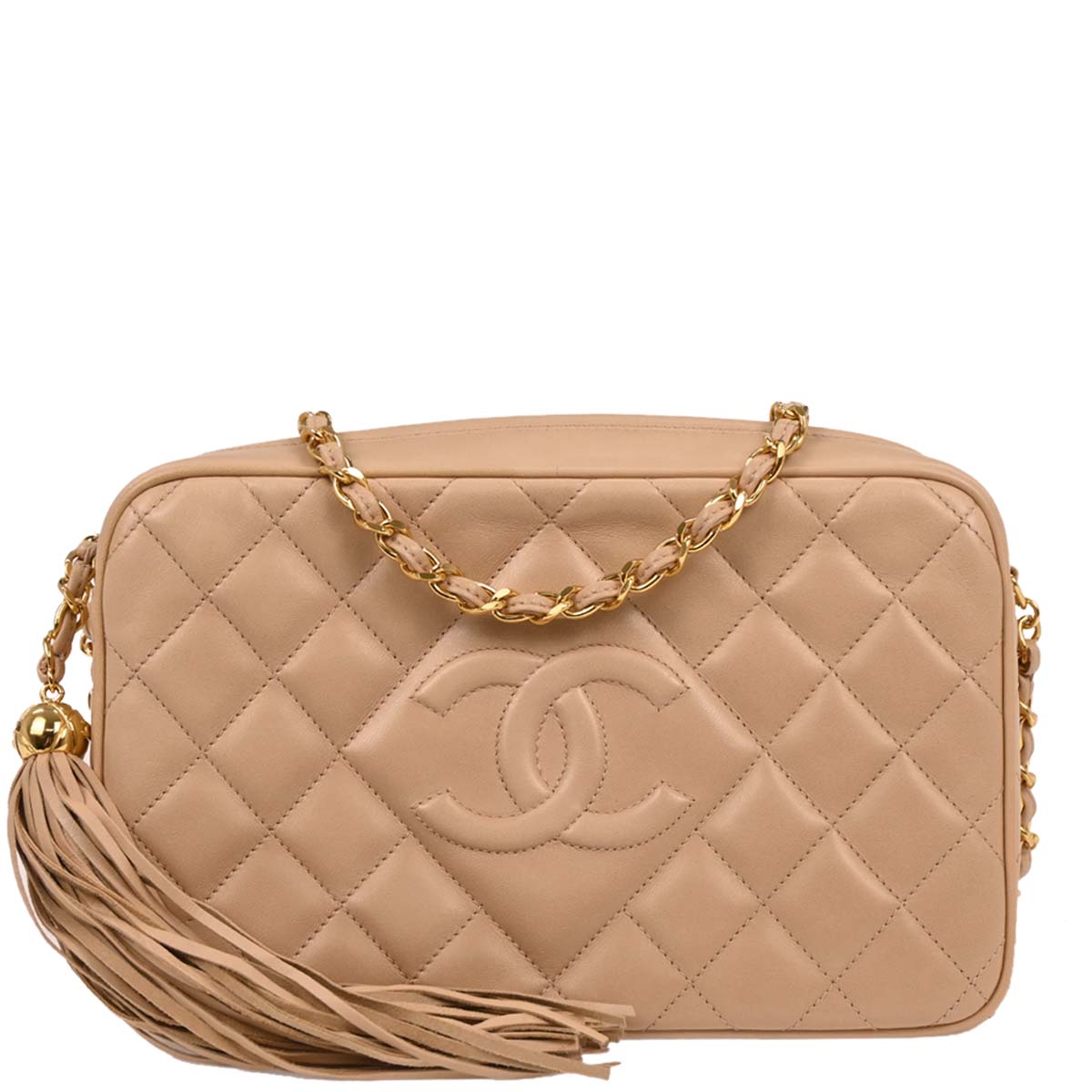 Chanel 1994-1996 Beige Lambskin Camera Bag Small