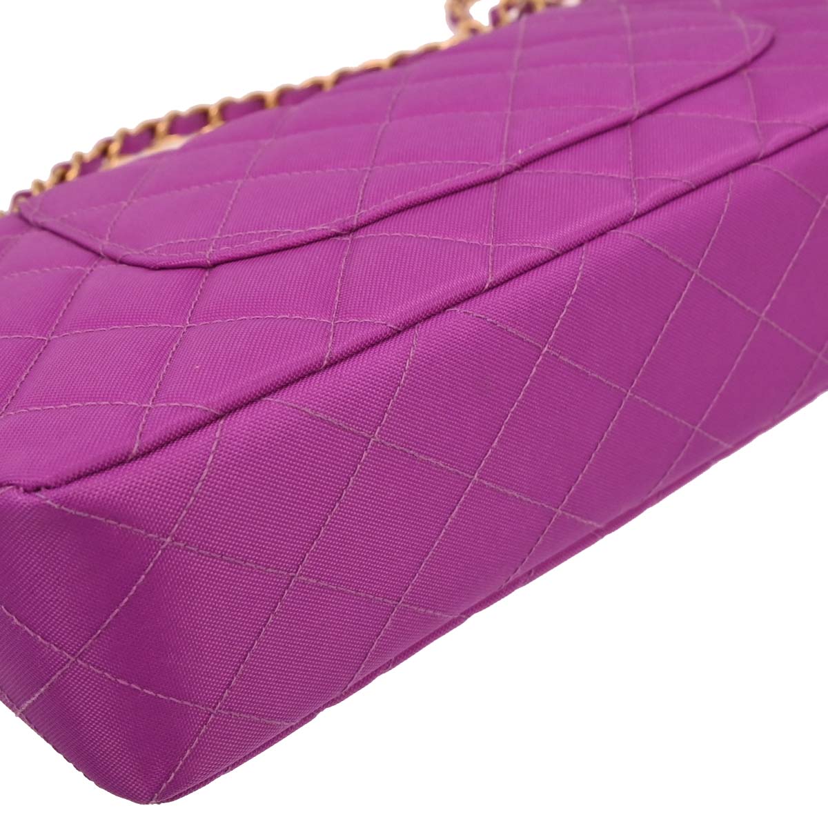 Chanel 1994-1996 Purple Nylon Medium Single Flap Shoulder Bag