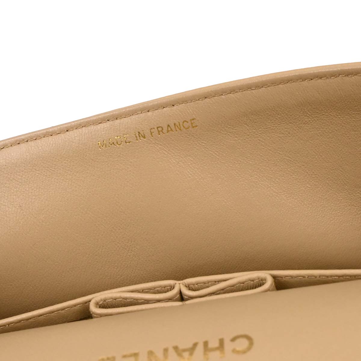 Chanel 1989-1991 Beige Lambskin Medium Classic Double Flap Shoulder Bag