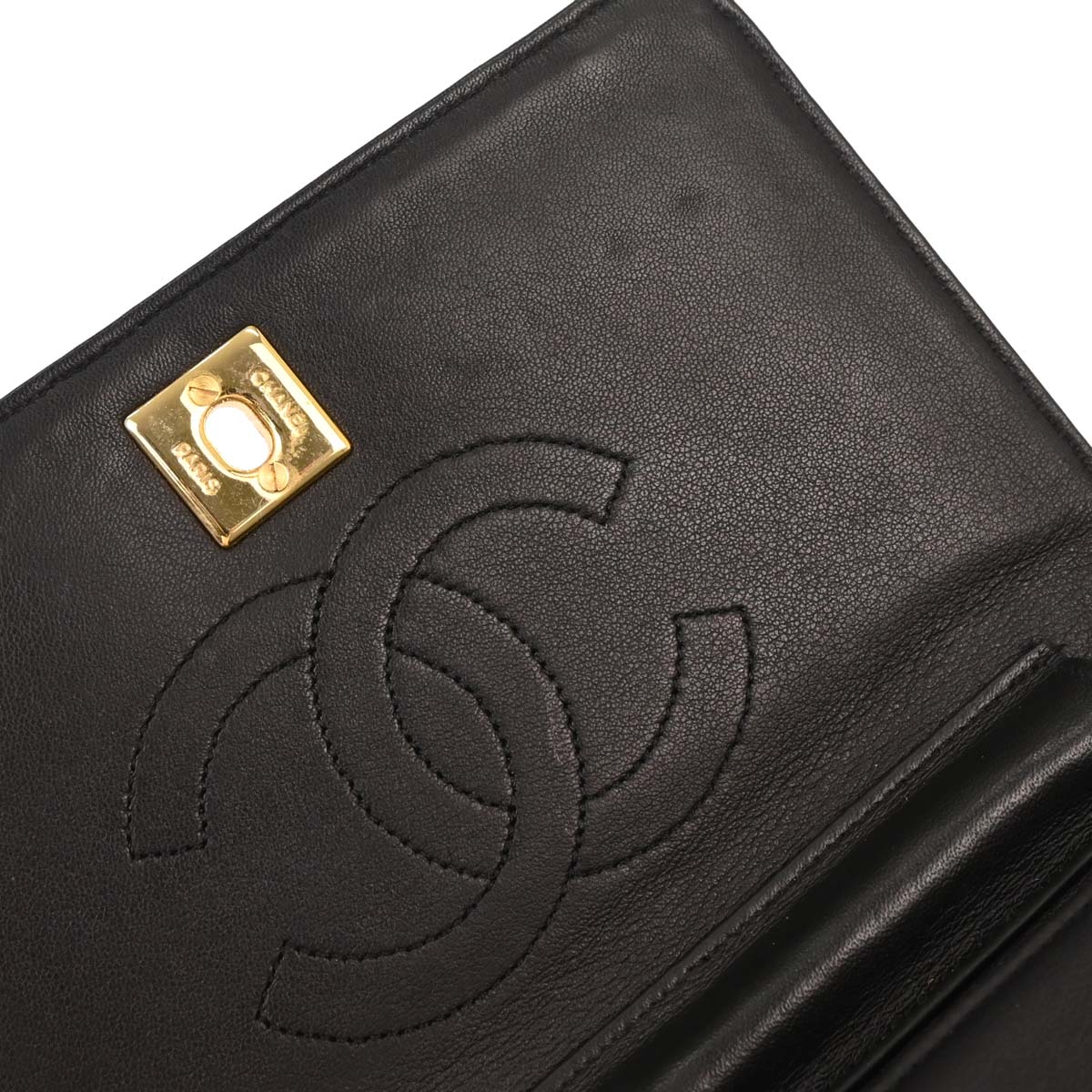 Chanel * Black Lizard Turnlock Mini Full Flap Shoulder Bag
