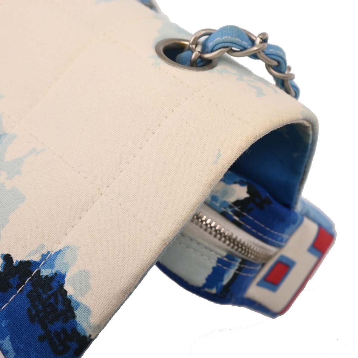 Chanel 2001-2003 Blue Canvas Surf Line Choco Bar Shoulder Bag
