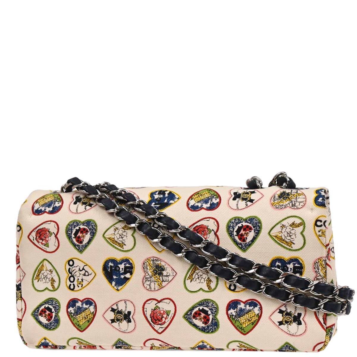 Chanel 2005-2006 White Canvas Valentine Chain Shoulder Bag