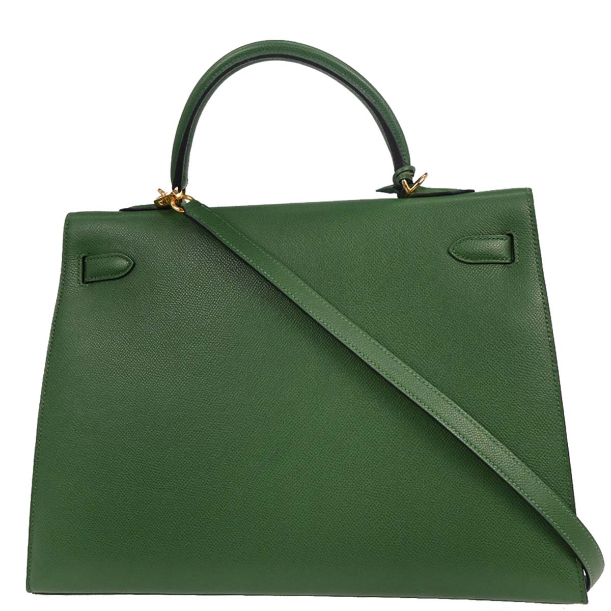 Hermes 2003 Green Courchevel Kelly 35 Sellier 2way Shoulder Handbag