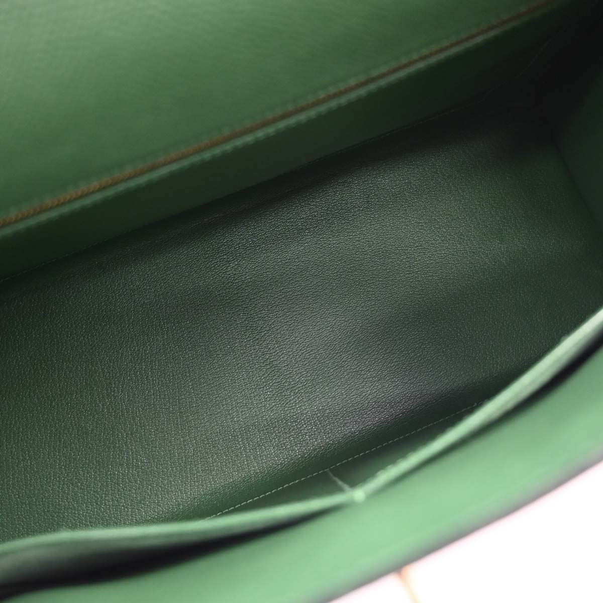Hermes 2003 Green Courchevel Kelly 35 Sellier 2way Shoulder Handbag