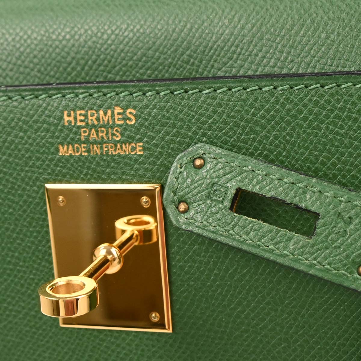 Hermes 2003 Green Courchevel Kelly 35 Sellier 2way Shoulder Handbag