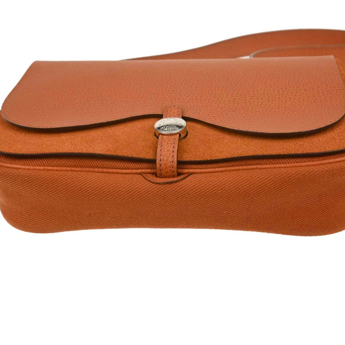 Hermes 2005 Orange Toile Chevrons Vache Liegee Sac Colorado PM Handbag
