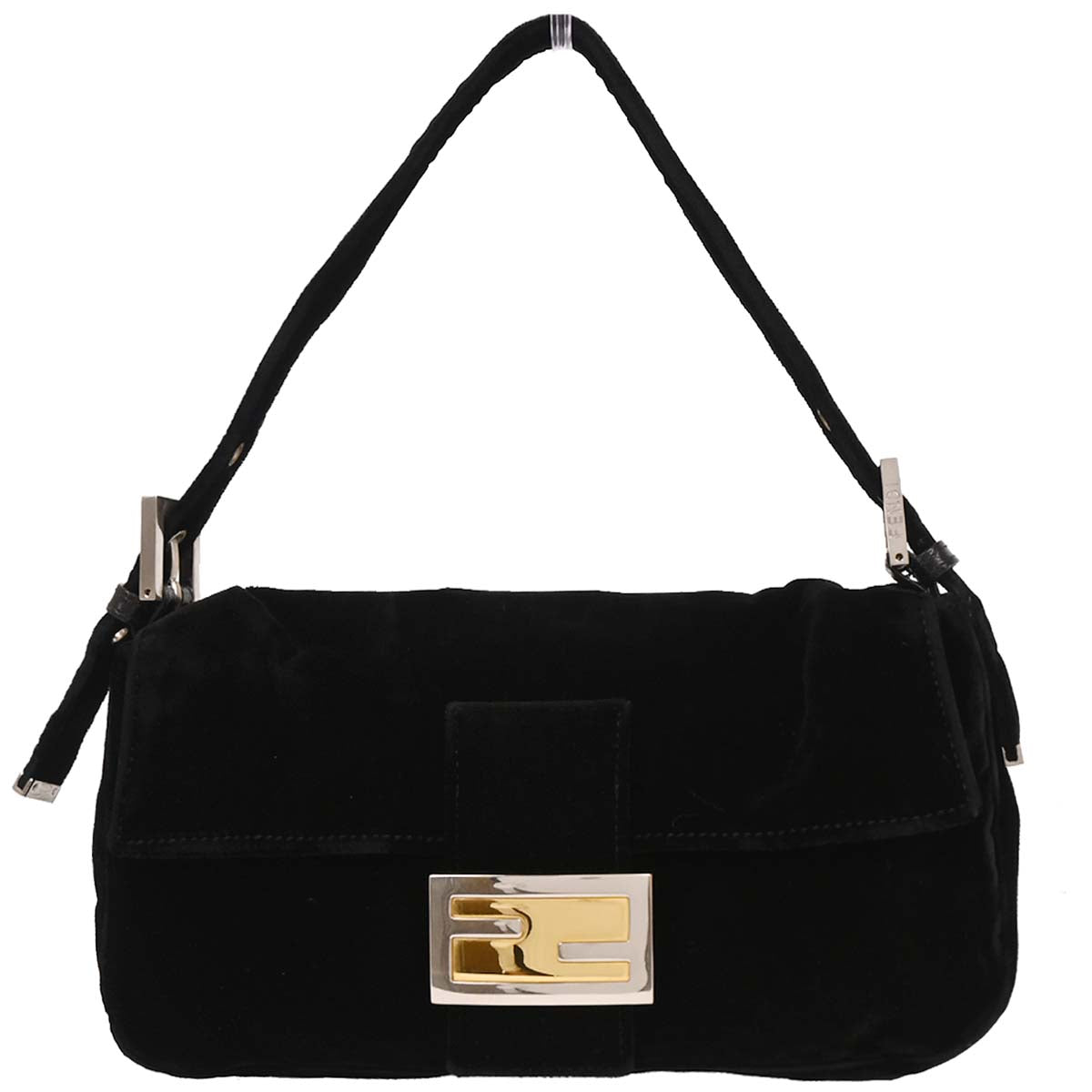 Fendi Black Velvet Baguette Handbag
