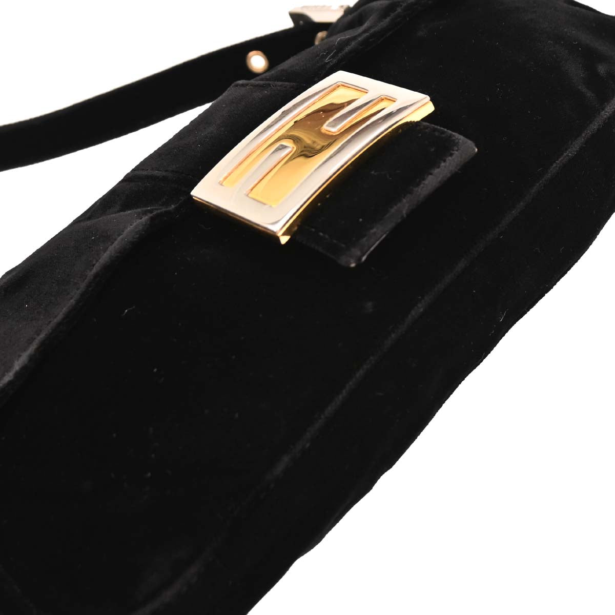 Fendi Black Velvet Baguette Handbag
