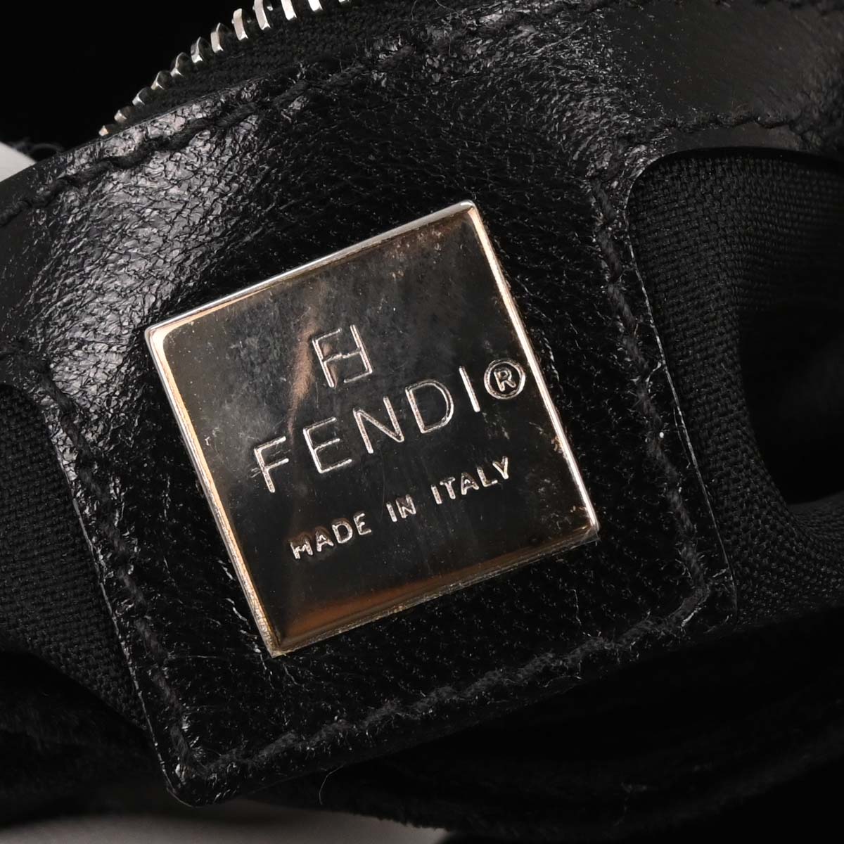 Fendi Black Velvet Baguette Handbag