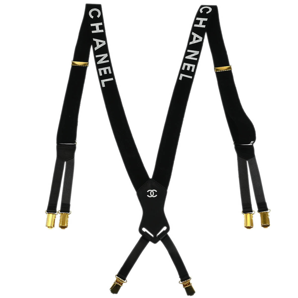 Chanel Black Suspenders Small Good