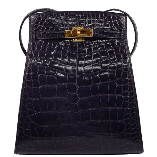 Hermes * Raisin Alligator Kelly Sport PM Shoulder Bag
