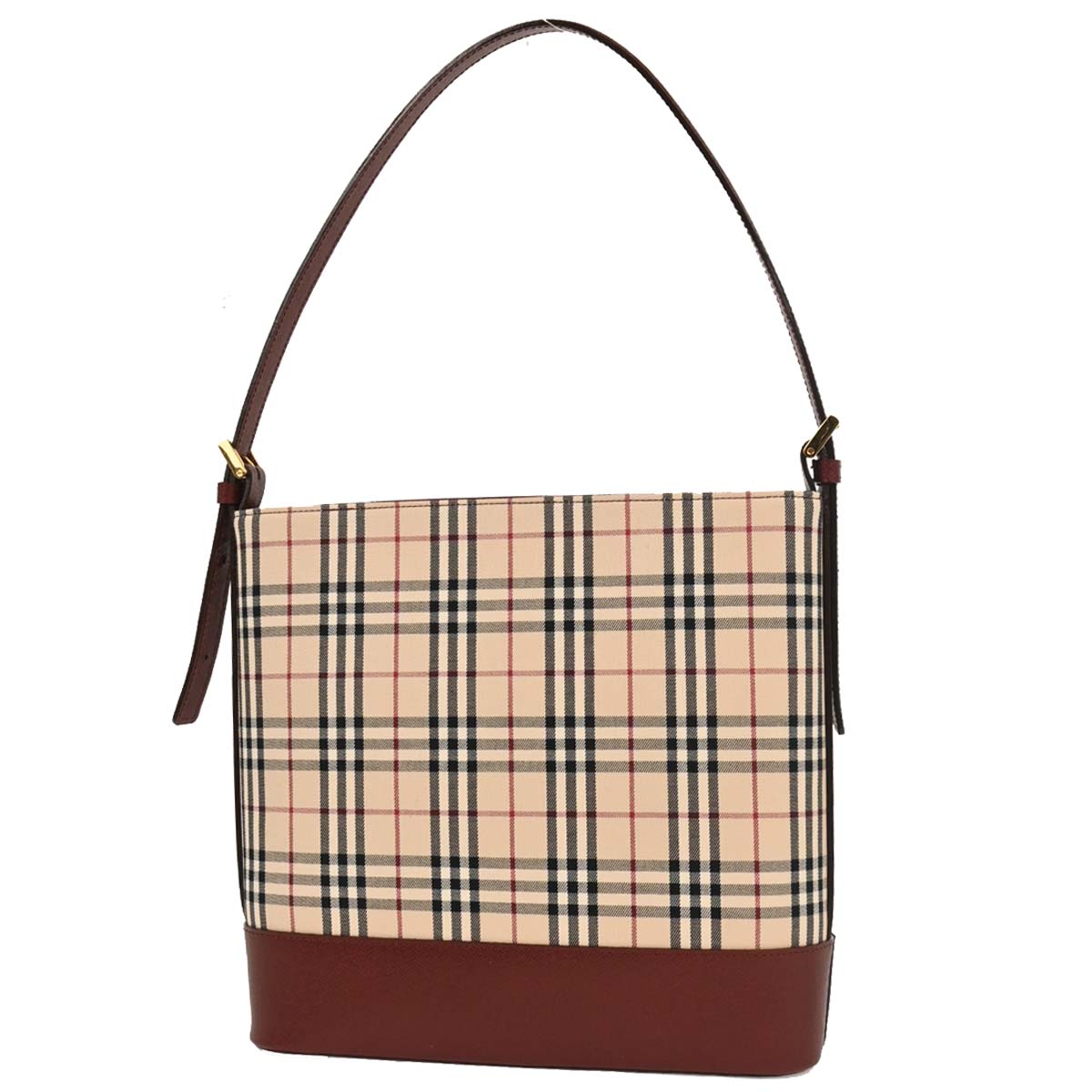Burberry Beige Bordeaux Burberry Check Shoulder Bag