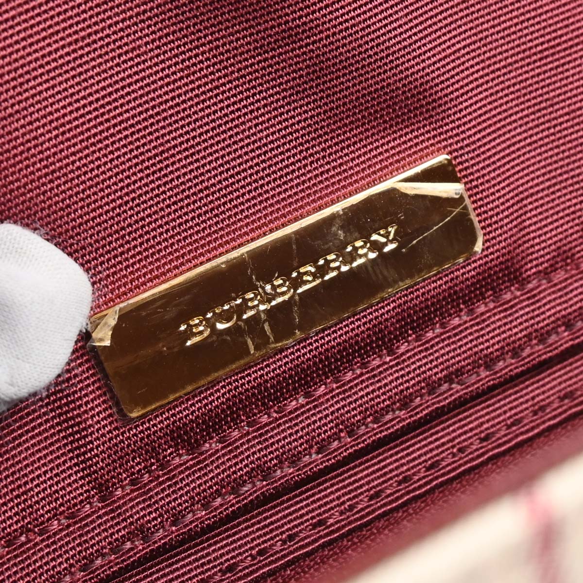 Burberry Beige Bordeaux Burberry Check Shoulder Bag