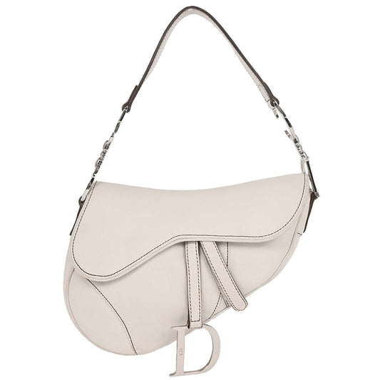 Christian Dior 2003 White Leather Saddle Handbag