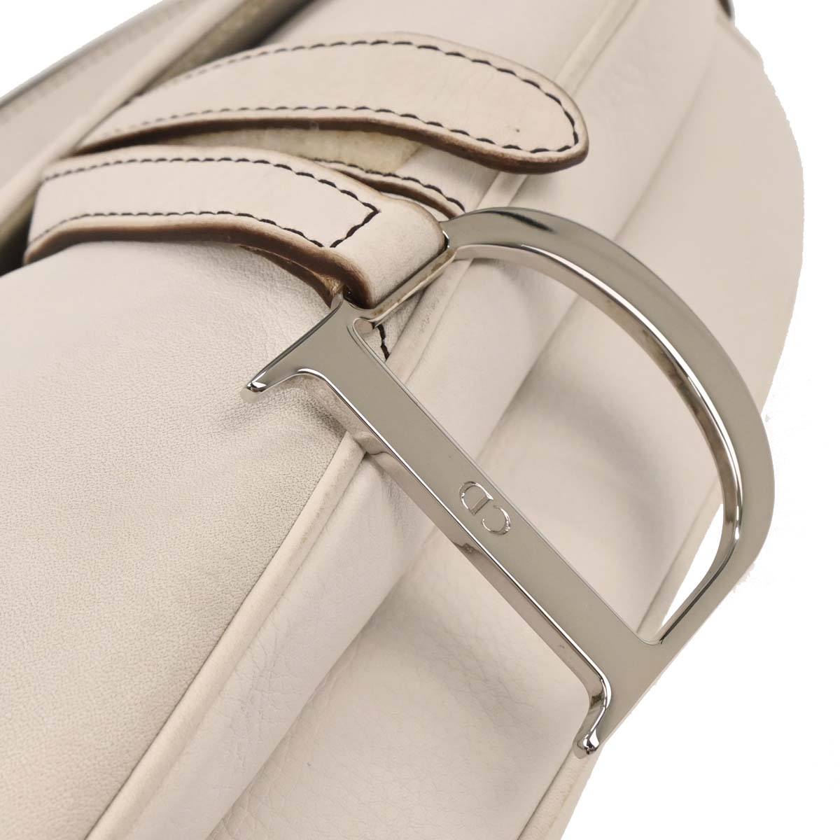 Christian Dior 2003 White Leather Saddle Handbag